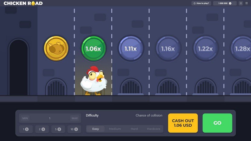 Chicken Road Screenshot 1 - Spielfeld mit Multiplikatorleiter