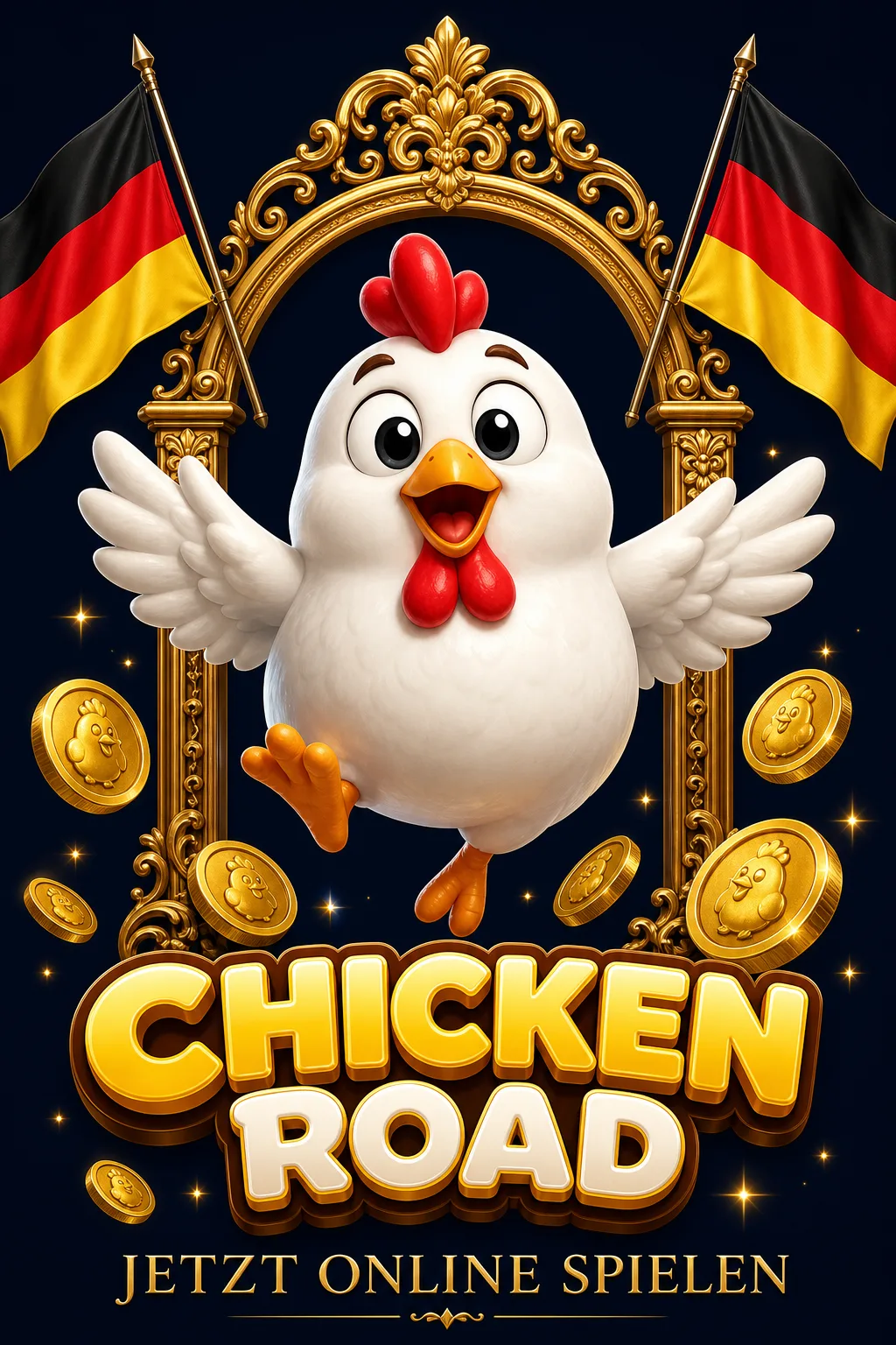 Chicken Road Spiel - Huhn überquert Strasse mit steigendem Multiplikator